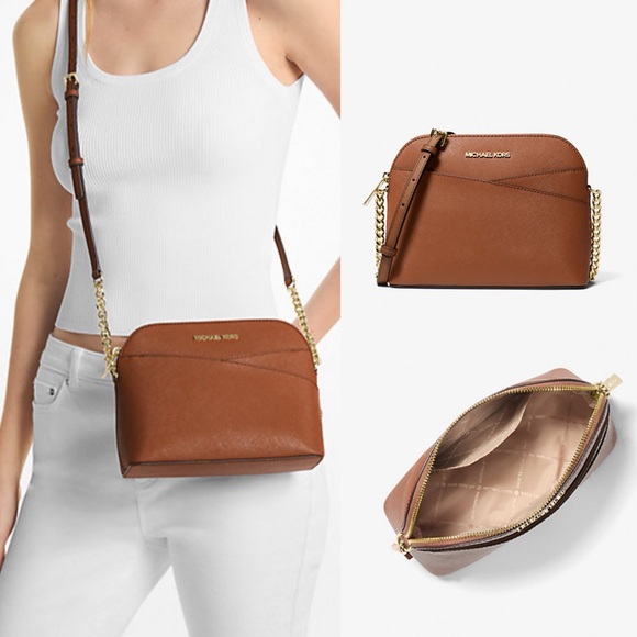 NWT Michael KorsJet Set Travel Medium Dome Crossbody Bag in Luggage $398